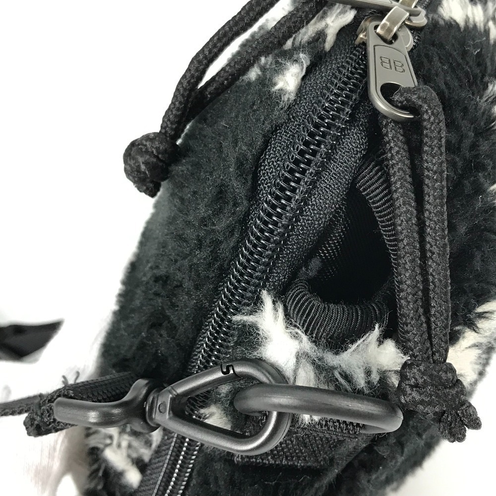 BALENCIAGA Fluffy Explorer Crossbody Bag Pochette Shoulder Fur Black - Picture 9 of 9
